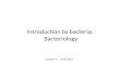 Introduction to bacteria: Bacteriology Lecture 4 13/9/2015.