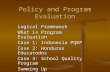 Policy and Program Evaluation Logical Framework What is Program Evaluation Case 1: Indonesia PQEP Case 2: Honduras Educatodos Case 3: School Quality Program.