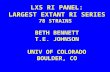 LXS RI PANEL: LARGEST EXTANT RI SERIES 78 STRAINS BETH BENNETT T.E. JOHNSON UNIV OF COLORADO BOULDER, CO.