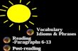 Vocabulary Idioms & Phrases Reading -Paragraphs 6-13 Post-reading.