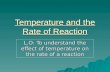 Temperature and the Rate of Reaction L.O: To understand the effect of temperature on the rate of a reaction.