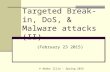Targeted Break-in, DoS, & Malware attacks (II) (February 23 2015) © Abdou Illia – Spring 2015.