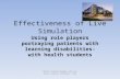 Marie O'Boyle-Duggan and Joy Grech Senior Lecturers BCU Effectiveness of Live Simulation Using role players portraying patients with learning disabilities-