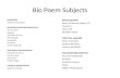 Bio Poem Subjects INVENTORS Johannes Gutenberg PAINTERS/SCULPTORS/ARCHITECTS Jan Van Eyck Raphael Leonardo da Vinci Michalangelo Dontatello Masaccio Sandro.