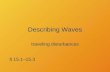 Describing Waves traveling disturbances § 15.1–15.3.