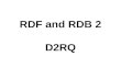 RDF and RDB 2 D2RQ. Mapping Relational data to RDF Suppose we have data in a relational database that we want to export as RDF 1. Choose an RDF vocabulary.