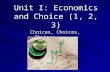 Unit I: Economics and Choice (1, 2, 3) Choices, Choices, Choices,...