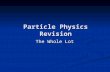 Particle Physics Revision The Whole Lot. Announcements Physics revision tonight. Room C56 tomorrow morning. Mock Exams next Wednesday. Potential Divider.
