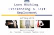 Lone Working, Freelancing & Self Employment 28 th May 2012 David Craigie Co-founder, Craigie Partnership.