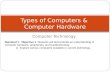 Computer Technology Types of Computers & Computer Hardware Standard 1: Objective 1 Students will demonstrate an understanding of computer hardware, peripherals,