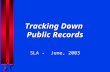 Tracking Down Public Records SLA - June, 2003. A Primer on Freedom of Information.