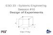 ESD.33 --Systems Engineering. Plan for the Session Thomke--Enlightened Experimentation Statistical Preliminaries Design of Experiments –Fundamentals –Box.