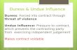 Duress & Undue Influence Duress : Forced into contract through threat of violence Undue Influence: Pressure to contract, which prevents the contracting.