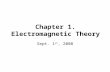 Chapter 1. Electromagnetic Theory Sept. 1 st, 2008.