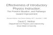 Effectiveness of Introductory Physics Instruction: The Present Situation, and Pathways toward Improvement [Keynote Address: Iowa Section Meeting, AAPT,