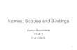 1 Names, Scopes and Bindings Aaron Bloomfield CS 415 Fall 20051.