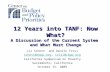 12 Years into TANF: Now What? A Discussion of the Current System and What Must Change Liz Schott and Danilo Trisi schott@cbpp.orgschott@cbpp.org, trisi@cbpp.orgtrisi@cbpp.org.