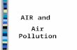 AIR and Air Pollution Atmosphere is made up of: 1. Nitrogen - 78% 2. Oxygen – 21% 3. Argon(.9%), carbon dioxide(.03%) and water vapor(.07%)
