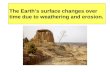The Earth’s surface changes over time due to weathering and erosion.