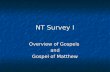 NT Survey I Overview of Gospels and Gospel of Matthew.