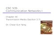 CSC 535 Communication Networks I Chapter 3C Transmission Media (Section 3.7) Dr. Cheer-Sun Yang.