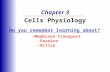Chapter 3 Cells Physiology Membrane Transport -Passive -Active Do you remember learning about?