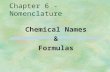 Chapter 6 - Nomenclature Chemical Names & Formulas.