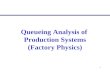 1 Queueing Analysis of Production Systems (Factory Physics)