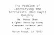 The Problem of Identifying the Terrorists (Bad Guys) Quickly by Dr. Peter Chen & Cyber Security Group Computer Science Dept LSU Baton Rouge, LA 70803.