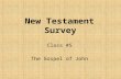 New Testament Survey Class #5 The Gospel of John.
