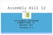 1/4/12 1 CALIFORNIA FOSTERING CONNECTIONS TO SUCCESS ACT Version 1.1 Assembly Bill 12.