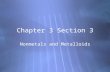 Chapter 3 Section 3 Nonmetals and Metalloids. What is a Nonmetal?  Nonmetals are the elements that lack most of the properties of metals.  The nonmetals.