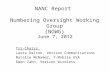 NANC Report Numbering Oversight Working Group (NOWG) June 7, 2012 Tri-Chairs: Laura Dalton, Verizon Communications Natalie McNamer, T-Mobile USA Gwen Zahn,