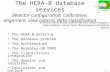 A. Amorim 1 The HERA-B database services detector configuration, calibration, alignment, slow control, data classification The HERA-B detector The database.