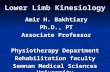 Lower Limb Kinesiology Amir H. Bakhtiary Ph.D., PT Associate Professor Physiotherapy Department Rehabilitation faculty Semnan Medical Sciences University.