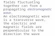 Electric and magnetic fields fluctuating together can form a propagating electromagnetic wave. An electromagnetic wave is a transverse wave, the electric.