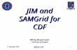 1 st December 2003 JIM for CDF 1 JIM and SAMGrid for CDF Mòrag Burgon-Lyon University of Glasgow.