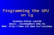 Programming the GPU on Cg Szirmay-Kalos László email: szirmay@iit.bme.hu Web: szirmay.