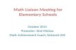 Math Liaison Meeting for Elementary Schools October 2014 Presenter: Simi Minhas Math Achievement Coach, Network 204.