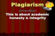 Plagiarism Attention! This is about academic honesty & integrity.