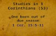 Studies in 1 Corinthians (53) One born out of due season 1 Cor. 15:5-11.
