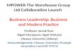 MPOWER-The Warehouse Group Ltd Collaboration Launch Business Leadership: Business and Modern Practice Professor Jarrod Haar (Ngati Maniapoto, Ngati Mahuta)