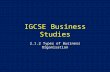 IGCSE Business Studies 2.1.2 Types of Business Organisation.