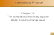 1 International Finance Chapter 19 The International Monetary System Under Fixed Exchange rates.