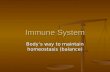 Immune System Body’s way to maintain homeostasis (balance)