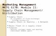 Marketing Management MKTG 6170: Module II: Supply Chain Management/ Distribution Supply Chain ◦ An alignment of firms/exchanges  Exchange perspective.