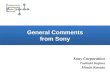 General Comments from Sony Sony Corporation Toshiaki Kojima Mizuki Kanada.
