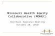 Missouri Health Equity Collaborative (MOHEC) Bootheel Regional Meeting October 20, 2010.