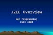 J2EE Overview Web Programming CSCI 4300. J2EE multi-tier architecture Servlet: Java class loaded into Web server JSP page: enhanced HTML page that is.