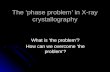 The ‘phase problem’ in X-ray crystallography What is ‘the problem’? How can we overcome ‘the problem’?